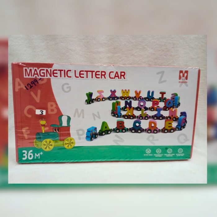 Magnetic Letter Car Toy - Educational Wooden Train Set for Kids