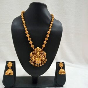 Gold Temple Jewelry Set with Lakshmi Pendant
