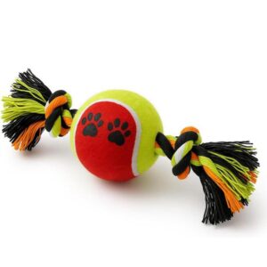 DOG ROPE TOY WITH TENNIS BALL