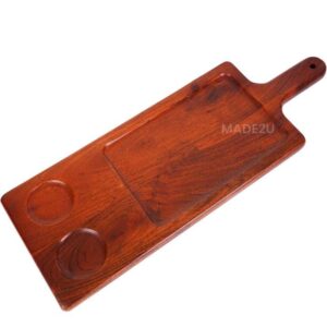 MADE2U 12-INCH RECTANGULAR WOODEN PLATTER WITH INNER CRAVING PARTITION
