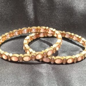 PINK PEARL STONE BANGLES ( SET OF 2 ) ( 2*6)