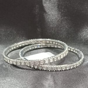 WHITE COLOUR AD STONE BANGLES ( SET OF 2 ) ( 2*4)