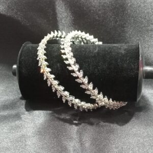 LEAF DESIGN WHITE COLOUR AD STONE BANGLES ( SET OF 2 )