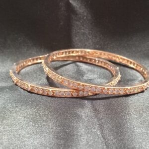 GOLD TONED WITH WHITE COLOURED AD STONE BANGLESS ( SET OF 2 )