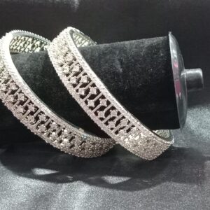 Bangles with Baguette-Cut  WHITE STONES ( SET OF 2 )