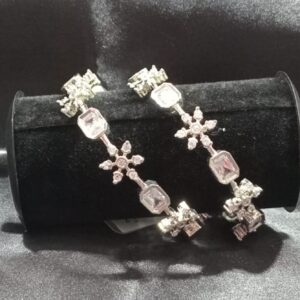FLOWER DESIGN WITH PENDANT WHITE COLOUR AD STONE BANGLES ( SET OF 2 ) ( 2*4)