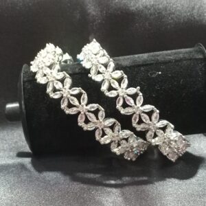 FLOWER DESING WHITE COLOUR AD STONE BANGLES ( SET OF 2 )