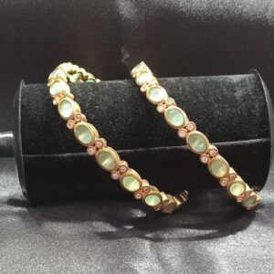 EMERALD PERAL STONE BANGLESS ( SET OF 2 )