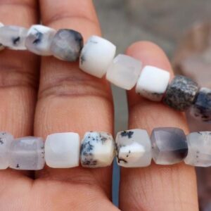 8INCH STRAND OF NATURAL GEM OPAL CUBE FACETED BEADS