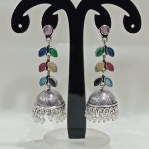 COLORFULL LEAF DESIGN OXIDISED JUMKAH