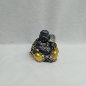 LAUGHING BUDDHA  STATUE SMALL BLACK