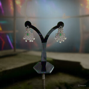 FULL WHITE AD STONE WITH LITE GREEN COLOUR PENDANT EARING