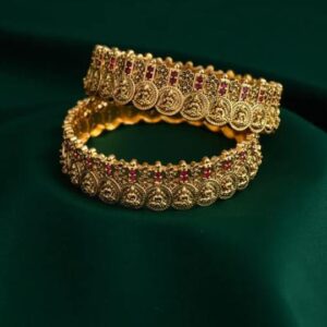 LAKSHMI COIN BANGLES WITH STONE ( 2/8 SIZE )
