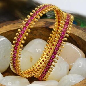 ANTIQUE BANGLES WITH PINK STONE  ( SIZES 2/4 , 2/6 , 2/8 )